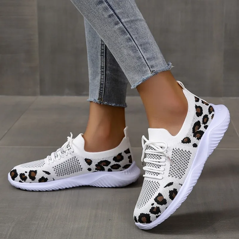 Knit Fabric Lace Up Sneakers - Nouvelles chaussures d'été pour femmes, en