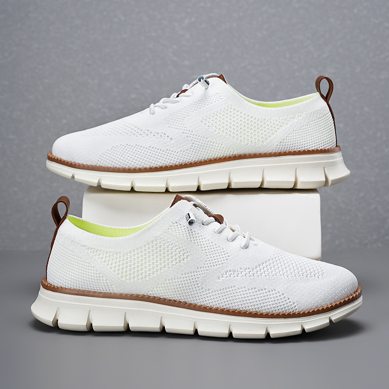 Nouvelles Chaussures Décontrac - Knit Fabric Lace Up Sneakers avis et prix